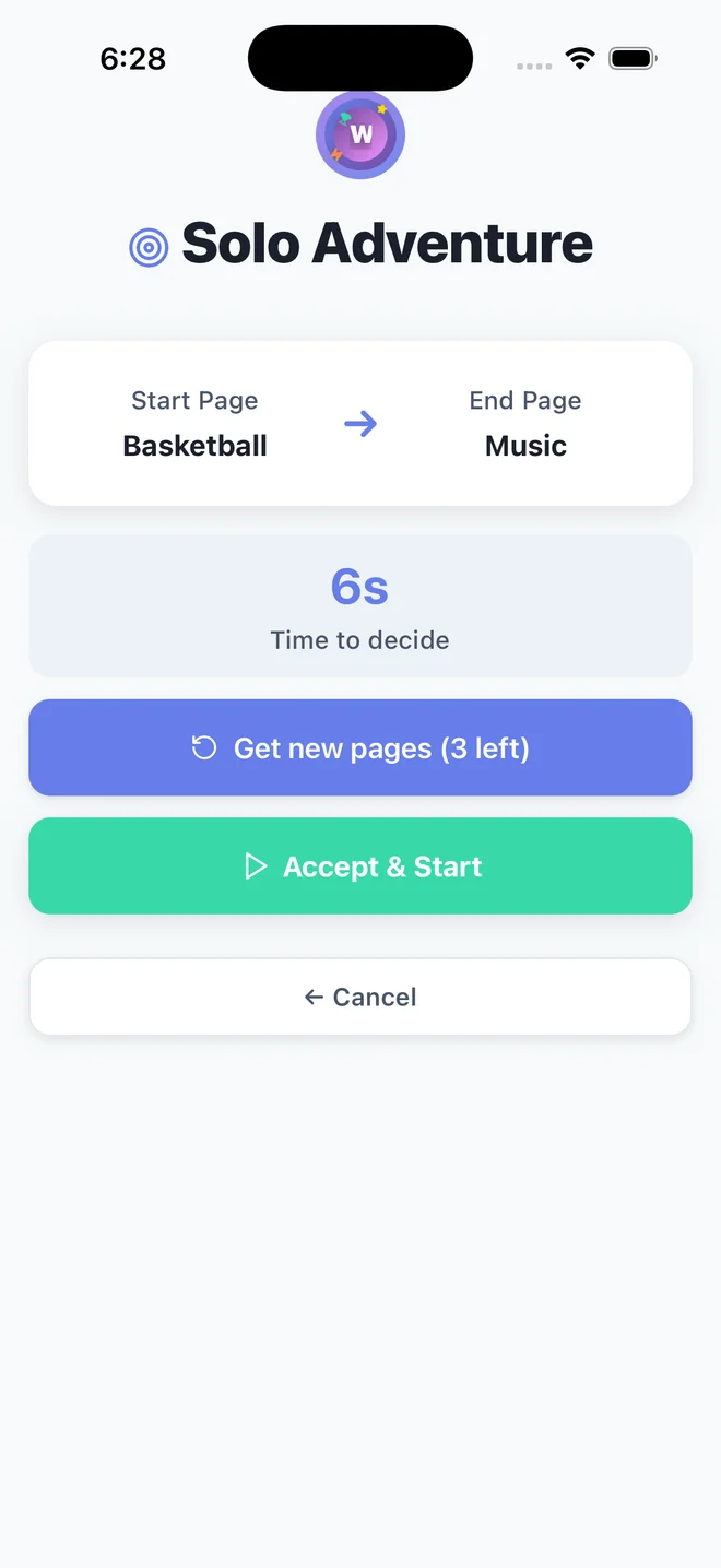 WikiRace screenshot 2